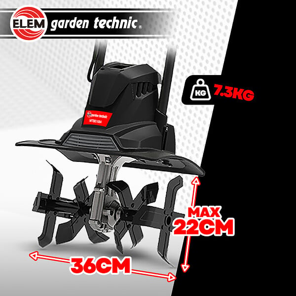 ELEM GARDEN TECHNIC - Motobineuse électrique 1050W - 4 fraises - 36cm - large
