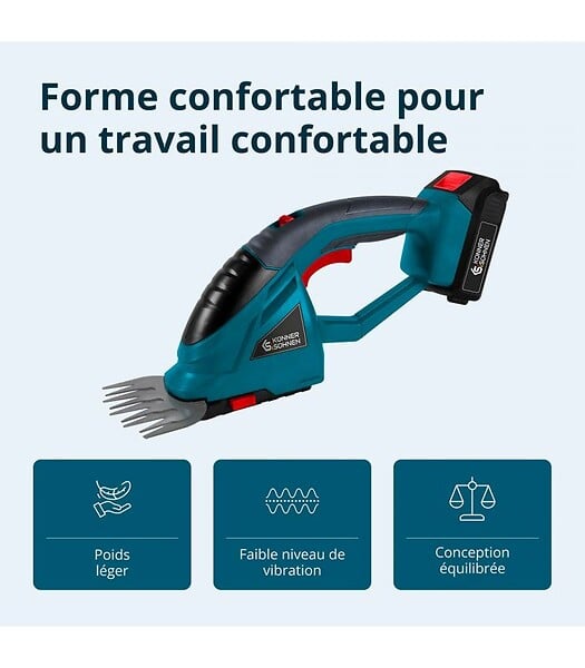 KONNER SOHNEN - Taille-haie et cisaille à gazon 2 en 1 sans fil avec manche télescopique Könner & Söhnen KS SHT-20V + Extension Pole - large