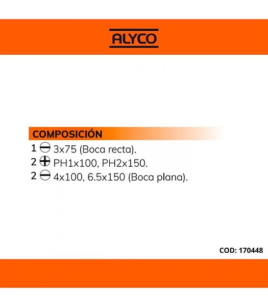 ALYCO - Set de 5 Tournevis Alyco Orange 170448 - large