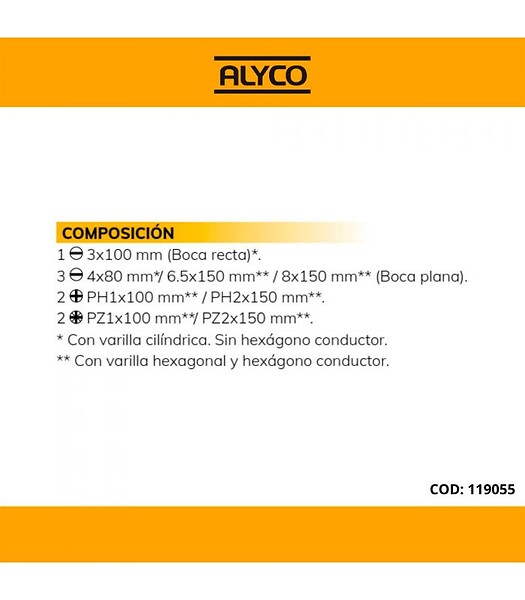 ALYCO - Set De 8 Tournevis Avec Boîte En Carton Alyco 119055 - large
