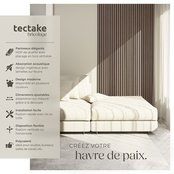 TECTAKE - Panneaux acoustiques SONIC WALL aspect bois Chêne foncé - large