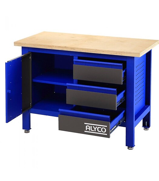 ALYCO - Table De Travail 3 Tiroirs+Porte 1000X600X865 Mm Alyco 129750 - large