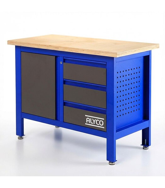 ALYCO - Table De Travail 3 Tiroirs+Porte 1000X600X865 Mm Alyco 129750 - large