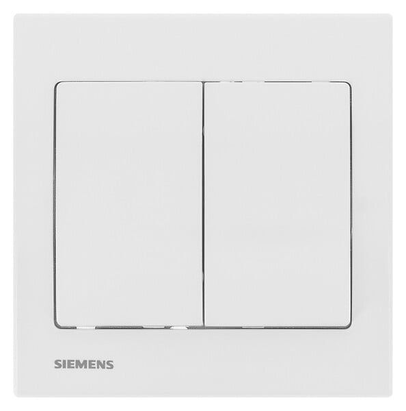 SIEMENS - SIEMENS Double Poussoir Blanc Delta Iris + Plaque basic Blanc - large