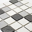 U-TILE - Mosaïque mixte résine & pierre 30 x 30 cm - carreau 5 x 5 cm mixte pierre et résine blanche - vignette