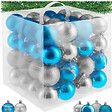 TECTAKE - Lot de 64 boules de Noël argentées et bleues argentées/bleues - vignette