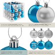 TECTAKE - Lot de 64 boules de Noël argentées et bleues argentées/bleues - vignette