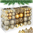 TECTAKE - Lot de 100 boules de Noël dorées assorties jaune or - vignette