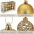 TECTAKE - Lot de 100 boules de Noël dorées assorties jaune or - vignette