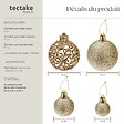 TECTAKE - Lot de 100 boules de Noël dorées assorties jaune or - vignette