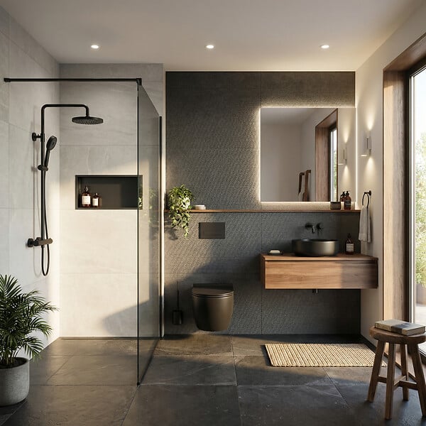 SWISS AQUA TECHNOLOGIES - Swiss Aqua Technologies Aurum Niche de Douche à encastrer, Acier Inoxydable 304, 60x30x10cm, Gun Métal brossé PVD (SATAURN6030BGM) - large