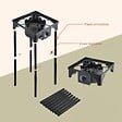 INTEC - Réchaud à Gaz 1 feu 4500W 4 pieds modulables 3 Hauteurs Bruleur en fonte - Cuisine Extérieure 40 x 40 x H78cm Allumage Piezo - vignette