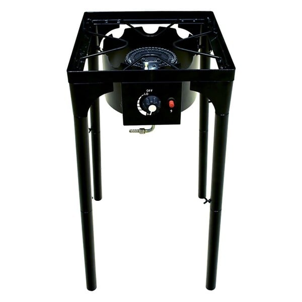 INTEC - Réchaud à Gaz 1 feu 4500W 4 pieds modulables 3 Hauteurs Bruleur en fonte - Cuisine Extérieure 40 x 40 x H78cm Allumage Piezo - large
