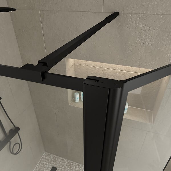 AURLANE - Paroi de Douche avec Volet Pivotant - Cadre et Bras Alu. NOIR MAT - 80+40x200cm - DARK CONTOURING - large