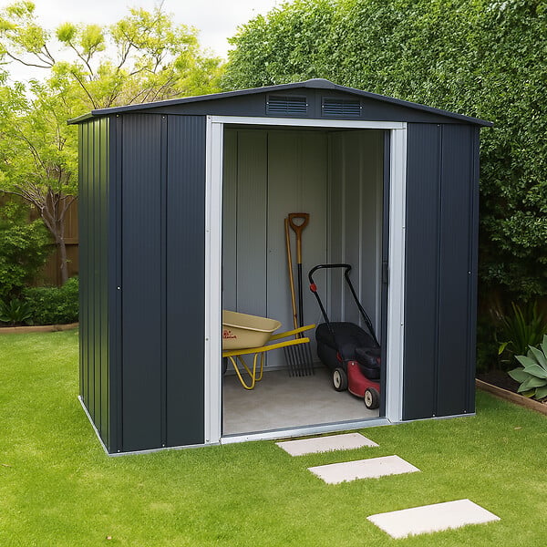 DURAMAX - Abri de jardin métal - Gris anthracite - L.202xl.122xH.181cm - large