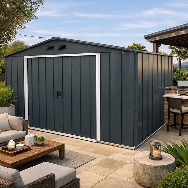 DURAMAX - Abri de jardin métal anthracite Duramax 7,79m² épaisseur 0,33mm - large