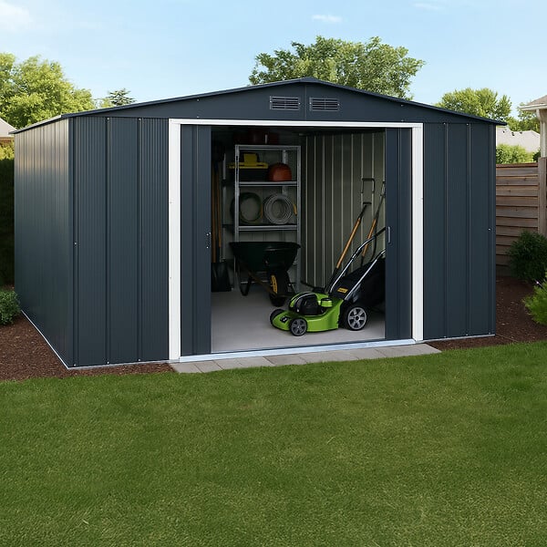 DURAMAX - Abri de jardin métal anthracite Duramax 11,69m² épaisseur 0,33mm - large