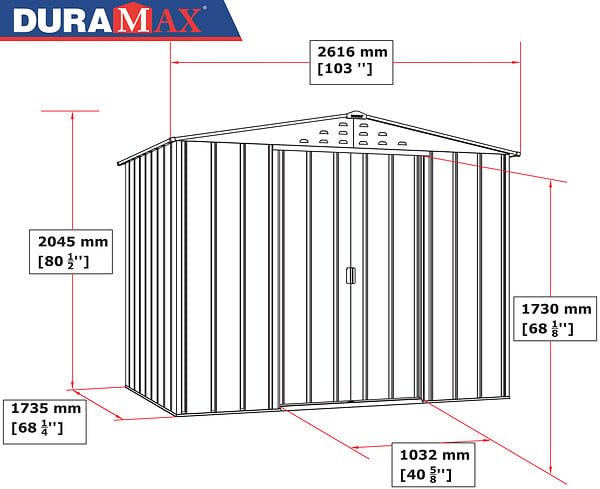 DURAMAX - Abri de jardin métal imitation bois Duramax 4,75m² épaisseur 0,33mm - large