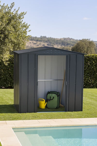 DURAMAX - Abri de jardin métal gris anthracite Duramax 2,47m² épaisseur 0,33mm - large