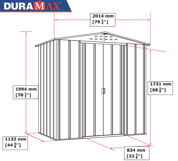 DURAMAX - Abri de jardin métal gris anthracite Duramax 2,47m² épaisseur 0,33mm - large