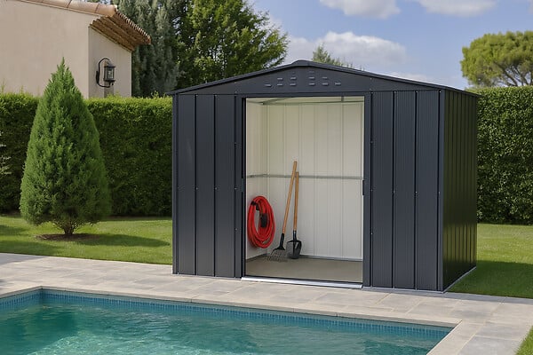 DURAMAX - Abri de jardin métal gris anthracite Duramax 4,75m² épaisseur 0,33mm - large