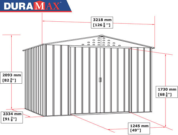 DURAMAX - Abri de jardin métal gris anthracite Duramax 7,75m² épaisseur 0,33mm - large