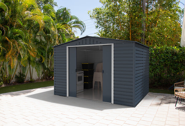 DURAMAX - Abri de jardin métal Alpine anthracite 7,81m² épaisseur 0,33mm - large
