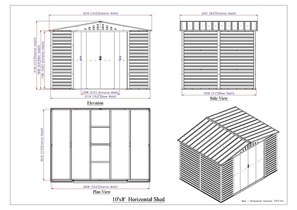 DURAMAX - Abri de jardin métal Alpine bois 7,81m² épaisseur 0,33mm - large