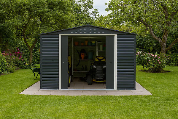 DURAMAX - Abri de jardin métal Alpine anthracite 9,75m² épaisseur 0,33mm - large