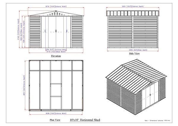 DURAMAX - Abri de jardin métal Alpine bois 9,75m² épaisseur 0,33mm - large