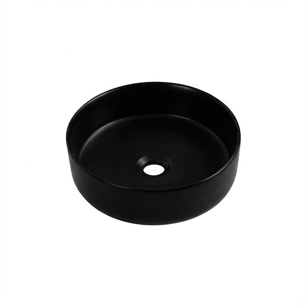 CERAMIA - Ceramia Vasque à poser ronde 36 cm hauteur 12,5 cm sans trop-plein noir mat PixL (CEPX3636BKM) - large