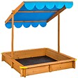 TECTAKE - Bac à Sable de Jardin Enfant en Bois avec 1 Toit et 1 Bâche 120x120x120cm bleu - vignette