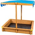 TECTAKE - Bac à Sable de Jardin Enfant en Bois avec 1 Toit et 1 Bâche 120x120x120cm bleu - vignette