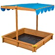 TECTAKE - Bac à Sable de Jardin Enfant en Bois avec 1 Toit et 1 Bâche 120x120x120cm bleu - vignette