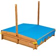 TECTAKE - Bac à Sable de Jardin Enfant en Bois avec 1 Toit et 1 Bâche 120x120x120cm bleu - vignette
