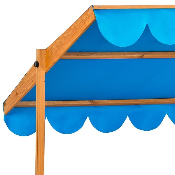 TECTAKE - Bac à Sable de Jardin Enfant en Bois avec 1 Toit et 1 Bâche 120x120x120cm bleu - large