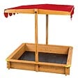 TECTAKE - Bac à Sable de Jardin Enfant en Bois avec 1 Toit et 1 Bâche 120x120x120cm rouge - vignette
