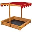TECTAKE - Bac à Sable de Jardin Enfant en Bois avec 1 Toit et 1 Bâche 120x120x120cm rouge - vignette