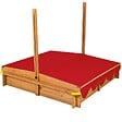 TECTAKE - Bac à Sable de Jardin Enfant en Bois avec 1 Toit et 1 Bâche 120x120x120cm rouge - vignette