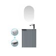 AURLANE - Ensemble meuble lave mains MDF ondulé gris 40x50x22cm et miroir ovale - MILO - vignette