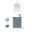 AURLANE - Ensemble meuble lave mains MDF ondulé gris 40x50x22cm et miroir ovale - MILO - vignette