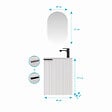 AURLANE - Ensemble meuble lave mains MDF ondulé blanc 40x50x22cm et miroir ovale - MILO - vignette