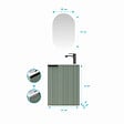 AURLANE - Ensemble meuble lave mains MDF ondulé vert 40x50x22cm et miroir ovale - MILO - vignette