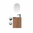 AURLANE - Ensemble meuble lave mains MDF ondulé bois 40x50x22cm et miroir ovale - MILO - vignette