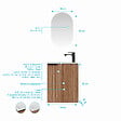 AURLANE - Ensemble meuble lave mains MDF ondulé bois 40x50x22cm et miroir ovale - MILO - vignette