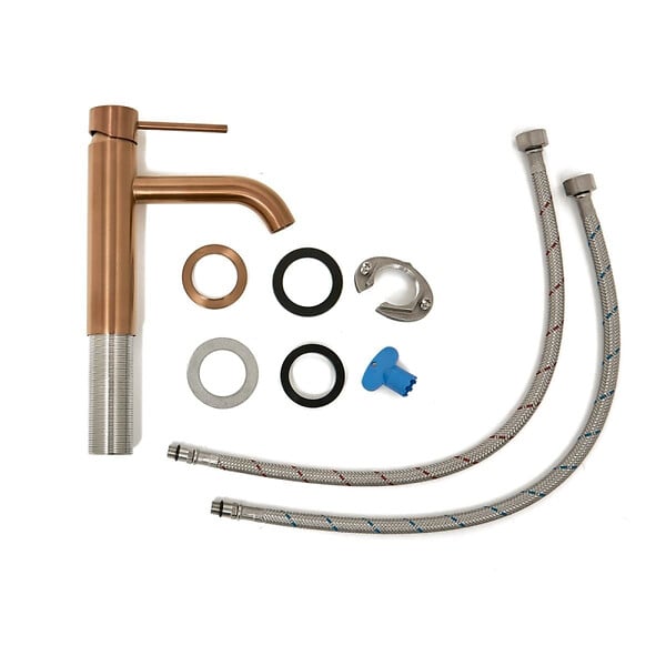 SWISS AQUA TECHNOLOGIES - Aurum set mitigeur lavabo + mitigeur cuisine Ceramia Timeless acier inoxydable, douchette extractible, or rose (SATBA285BRG) - large