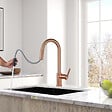 SWISS AQUA TECHNOLOGIES - Aurum set mitigeur lavabo + mitigeur cuisine Ceramia Timeless acier inoxydable, douchette extractible, or rose (SATBA285BRG) - vignette