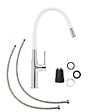 SWISS AQUA TECHNOLOGIES - set mitigeur lavabo à levier sans vidage + mitigeur cuisine bec flexible, aérateur Neoperl®, blanc (SATBSD271B) - vignette