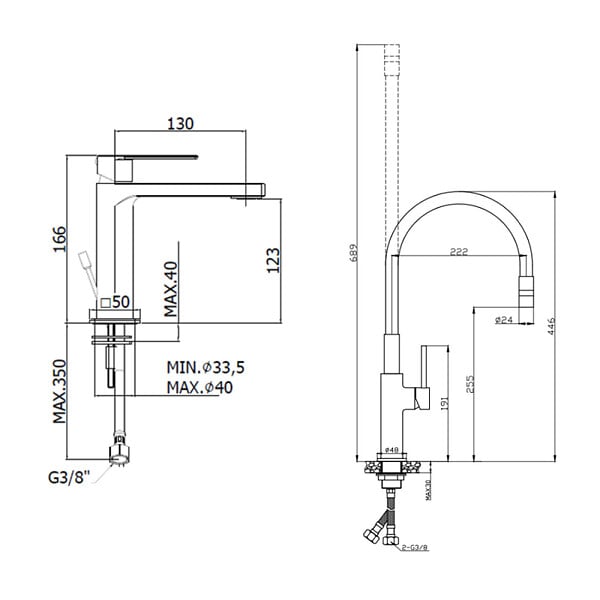 SWISS AQUA TECHNOLOGIES - set mitigeur lavabo à levier sans vidage + mitigeur cuisine bec flexible, aérateur Neoperl®, blanc (SATBSD271B) - large