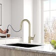 SWISS AQUA TECHNOLOGIES - Aurum set mitigeur lavabo haut inox + mitigeur cuisine Ceramia Timeless acier inoxydable, douchette extractible (SATBA285BG) - vignette